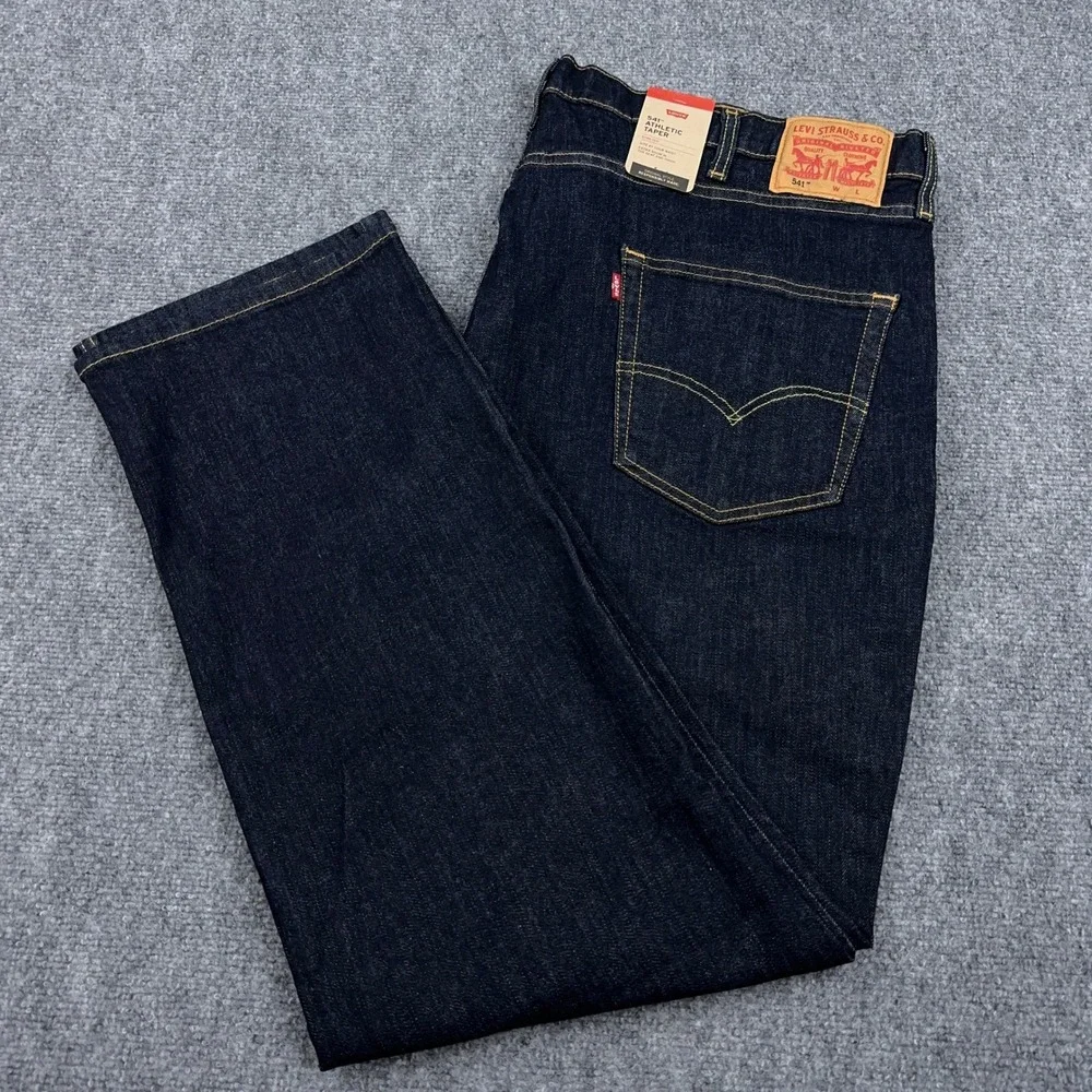 NEW Levi's 541 Athletic Taper Jeans Mens 46x34 Dark Indigo Wash Stretch Denim